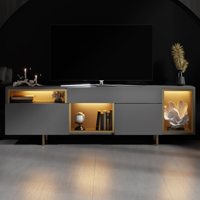 Hanah Home Soporte de TV Antracita y Dorado con Iluminación